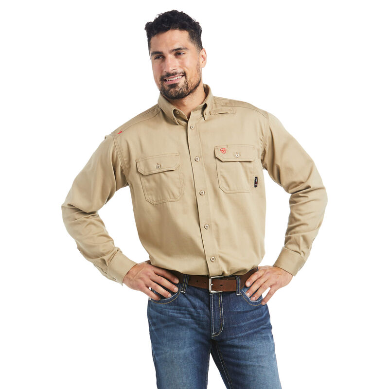 Camisas Ariat Fr Solid Work Kaki Hombre - Chile 561-NIKDRO